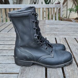 Black Leather Men's Combat Boots